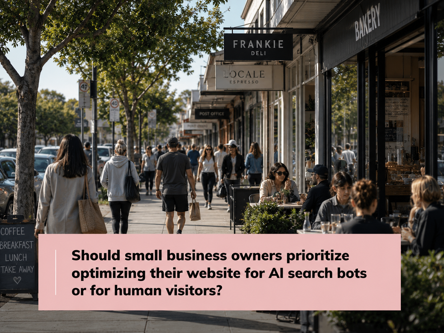 Should small business owners prioritize optimizing their website for AI search bots or for human visitors?